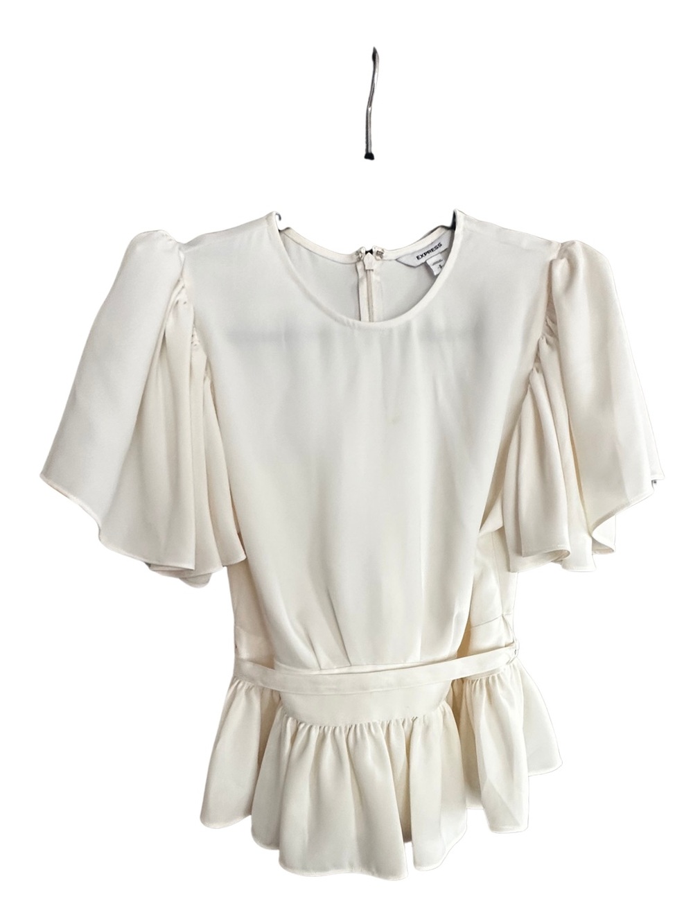 Express Cream Blouse with Round Neck